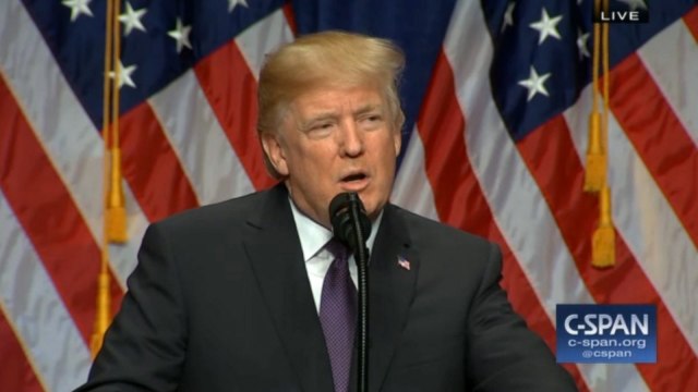 President Trump boasts about withdrawing from Paris climate accord in national security speech