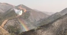 Rainbow Shines During Water Drop on California's Thomas Fire
