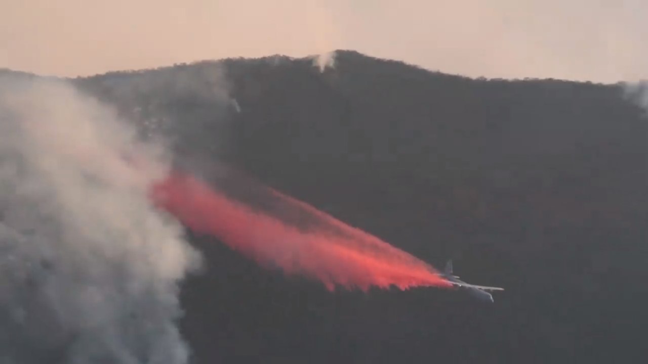National Guard Drops Fire Retardant on Thomas Fire in Santa Barbara Hills