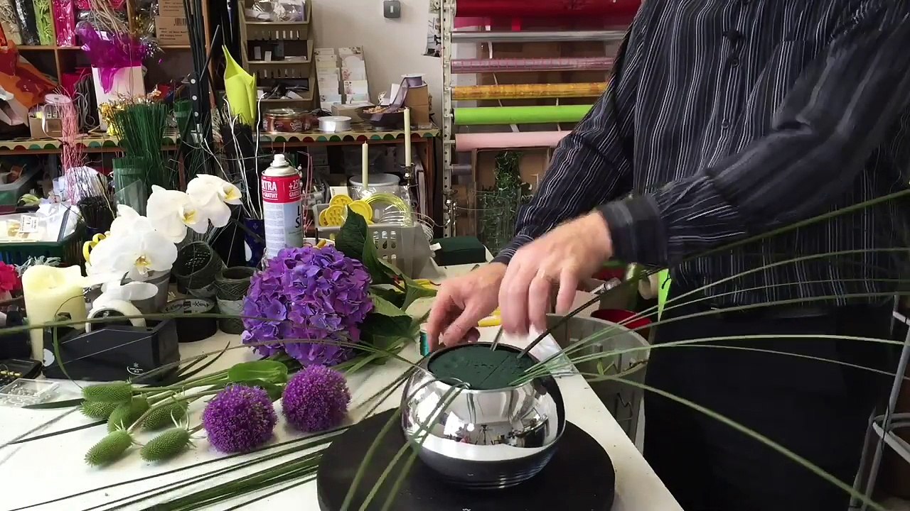 Bound Steelgrass Flower Arrangement - Featuring Teasels and Alliums --fker2ZVMFOU