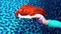 ELSA, ANNA, ARIEL, BARBIE become mermaids, underwaterwater adventure and swimming pool fun