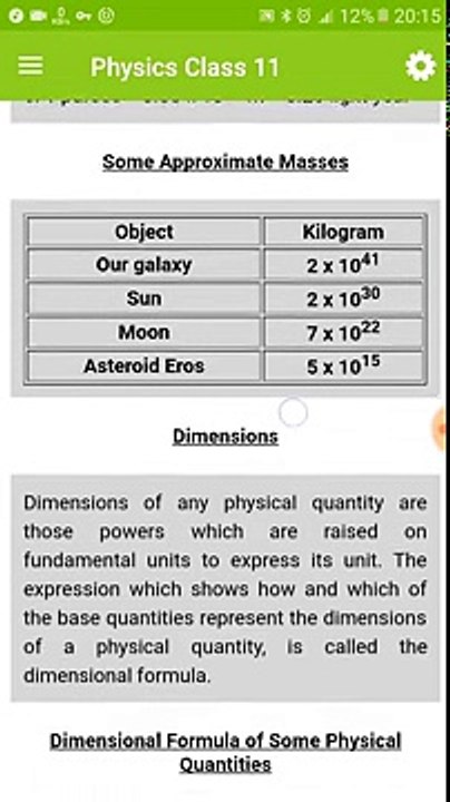 physic class 11 notes and defination for students