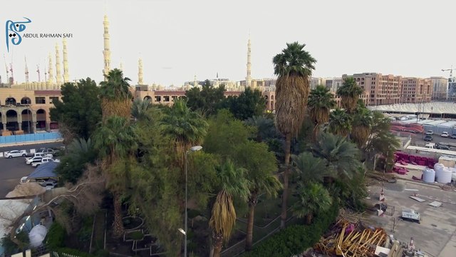 سقيفة ومسجد بني ساعدة في المدينة المنورة حيث صلى النبي صلى الله عليه وآله وسلم تصوير جوي