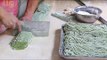 Chinese Street Food Vendor Makes Spinach Noodles by Hand