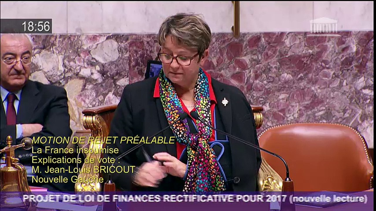 Intervention en séance publique lors de la motion de rejet sur le PLFR 2017