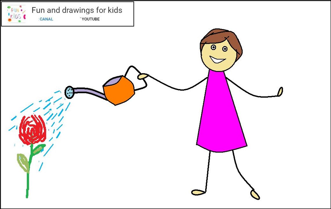 Karikatur von Madchenbewasserungsblumen mit Kinderreim