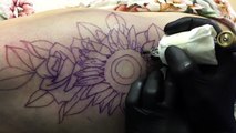 TATTOO TIME LAPSE _ REAL TIME _FLOWERS ON THIGH ROSES AND SUNFLOWERS _CHRISSY LEE TV-AZw_-lPFTjk