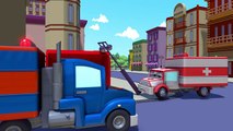Carl le Camion Transformer avec Tom la Dépanneuse et l'Ambulance à Car City - Dessin animé - YouTube