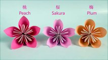 【折り紙】桃・桜・梅 立体の花　Peach Sakura Plum Flower-FFN-BK4zzCw