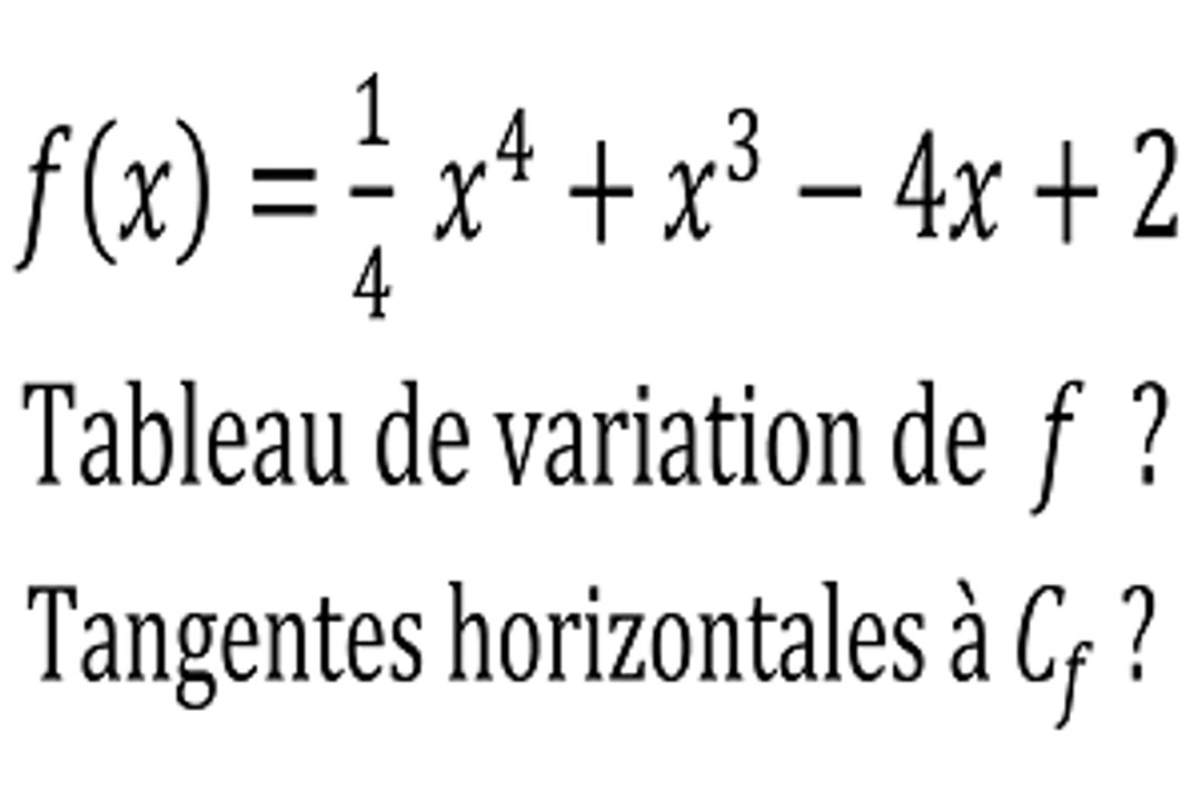 Construire le tableau de variation d'une fonction polynôme du quatrième degré - 1re