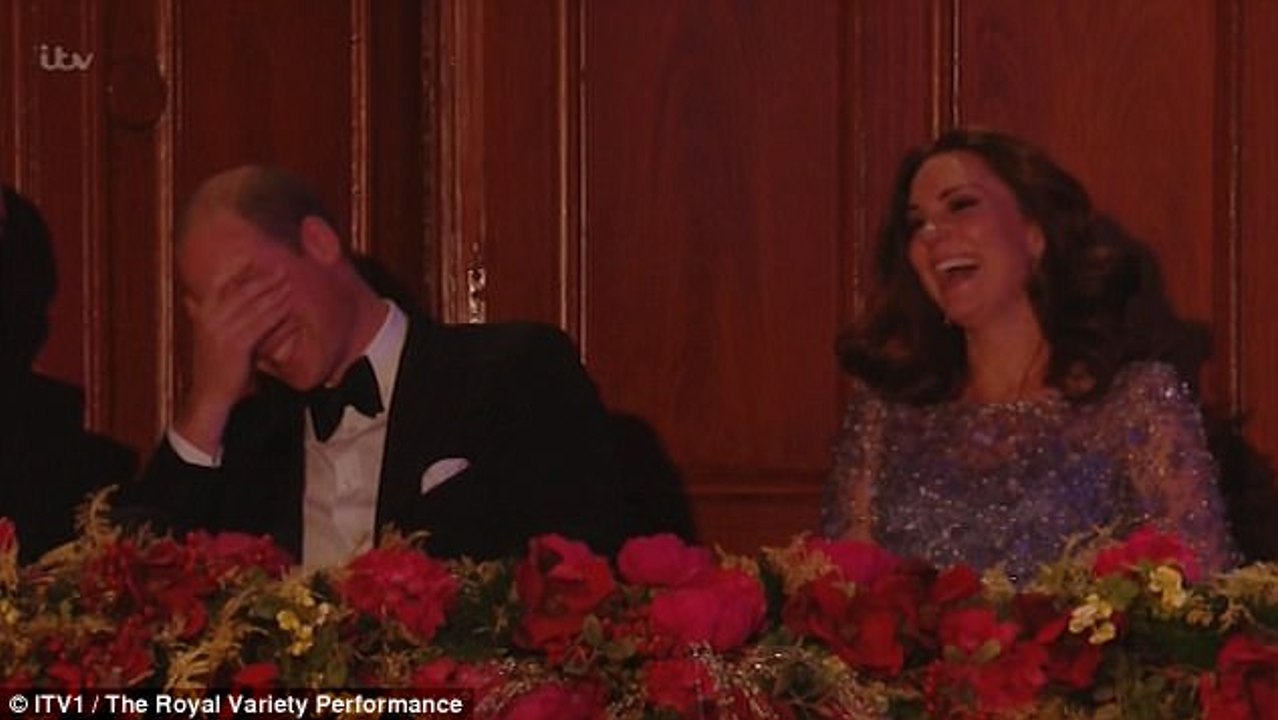 Prince William gallops during Royal Variety Performance
