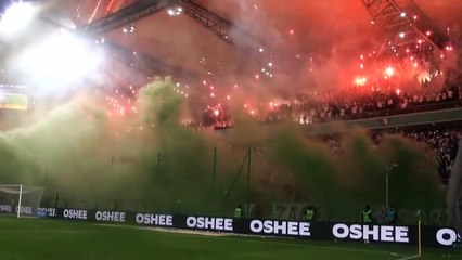 Assustador: A claque do Légia Varsóvia no jogo com o Gornik Zabrze