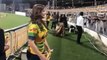Zareen Khan is giving shirts of Pakhtoon team to fans in t10 live match at dubai 20170-18