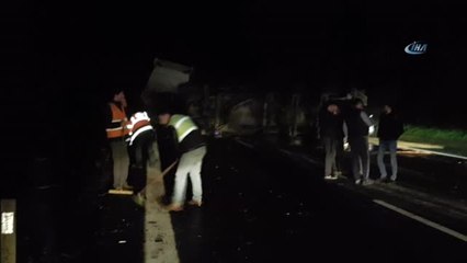 Tem Otoyolunda Tanker Devrildi: 1 Yaralı