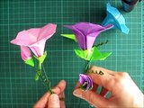 折り紙 あさがおの花の蕾（立体） 折り方（niceno1）Origami flower Morning glory bud tutorial-Rxv34XgWKW0