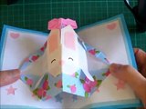 折り紙 ウサギのバスケット 誕生日ポップアップカード 簡単な作り方（niceno1）Origami BunnyRabbit in the basket Birthday Pop up card-UjCQfcTiWQE