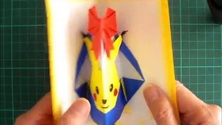 折り紙 ポケモン ピカチュウ 誕生日ポップアップカード 簡単な作り方（niceno1）Origami pokemon pikachu Birthday Pop-up card-avnElszMvYY