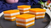 Mango Milk layer cake【芒果牛奶千层糕】果冻般的Q弹性嫩滑，香甜幼滑，冰爽弹牙，在家也可以做得很好吃的芒果牛奶千层糕！-85dov-7Zz-s