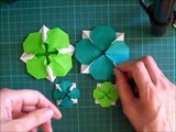 折り紙 四つ葉のクローバー（1枚）簡単な折り方（niceno1）Origami four leaf clover（Lucky clover）-oU3yAWJLTZg