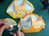 折り紙 猫 バスケット 簡単な折り方（niceno1）Origami cat in the basketmp4-VnTVlvYsYsY