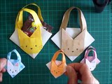 折り紙 猫のバック 簡単な折り方（niceno1）Origami cat bag tutorial-O-FEbfyAOGo