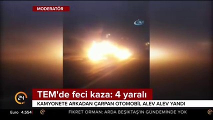 Otomobil kamyonete arkadan çarptı