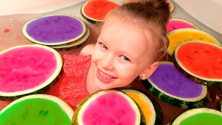 Funny Baby Learn Colors with Watermelon Pool Johny Johny Yes Papa Nursery Rhymes Songs for Kids
