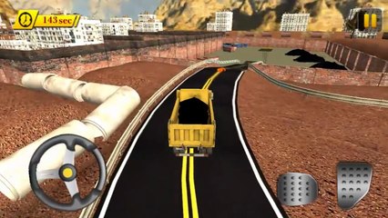 building game for children in English, bulldozers, trucks, tractors