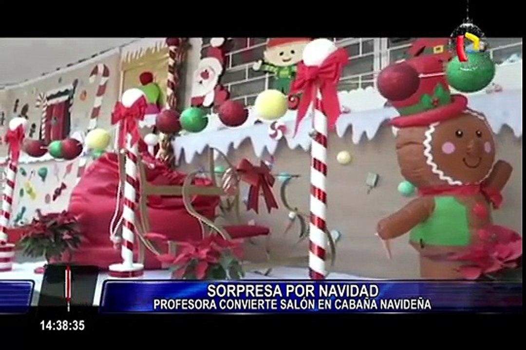 México: profesora convierte salón de clases en cabaña navideña