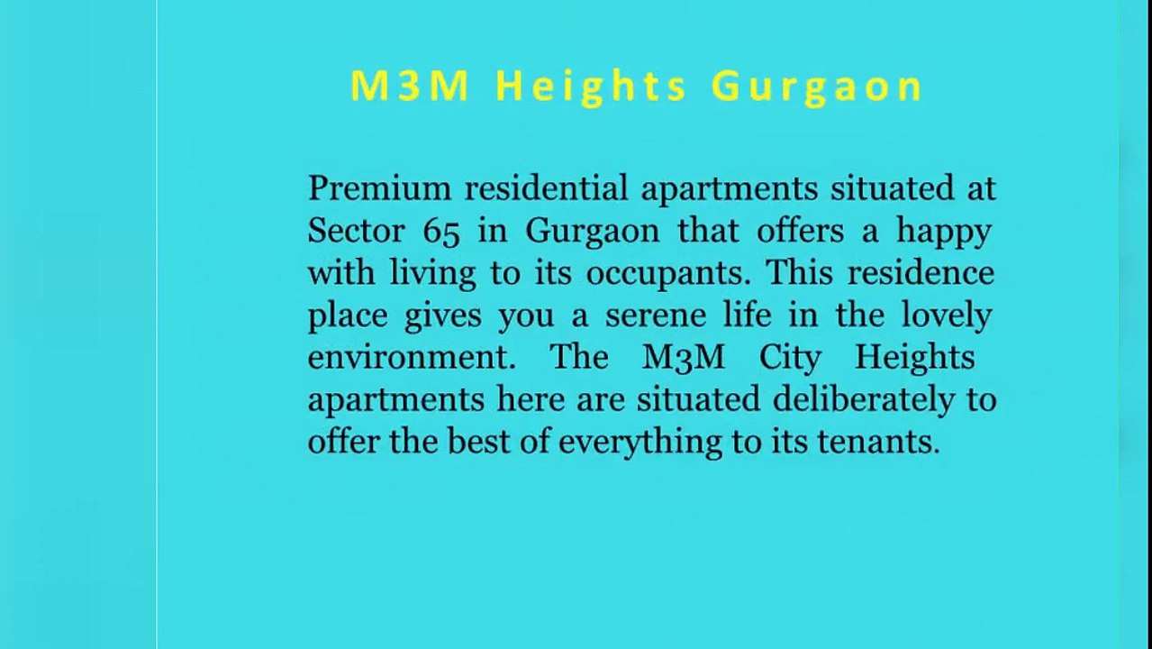 M3M City Heights Housing Project In Gurgaon || M3M City Heights