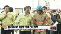South Korean President Moon Jae-in visits scene of nation's deadliest blaze in nearly a decade