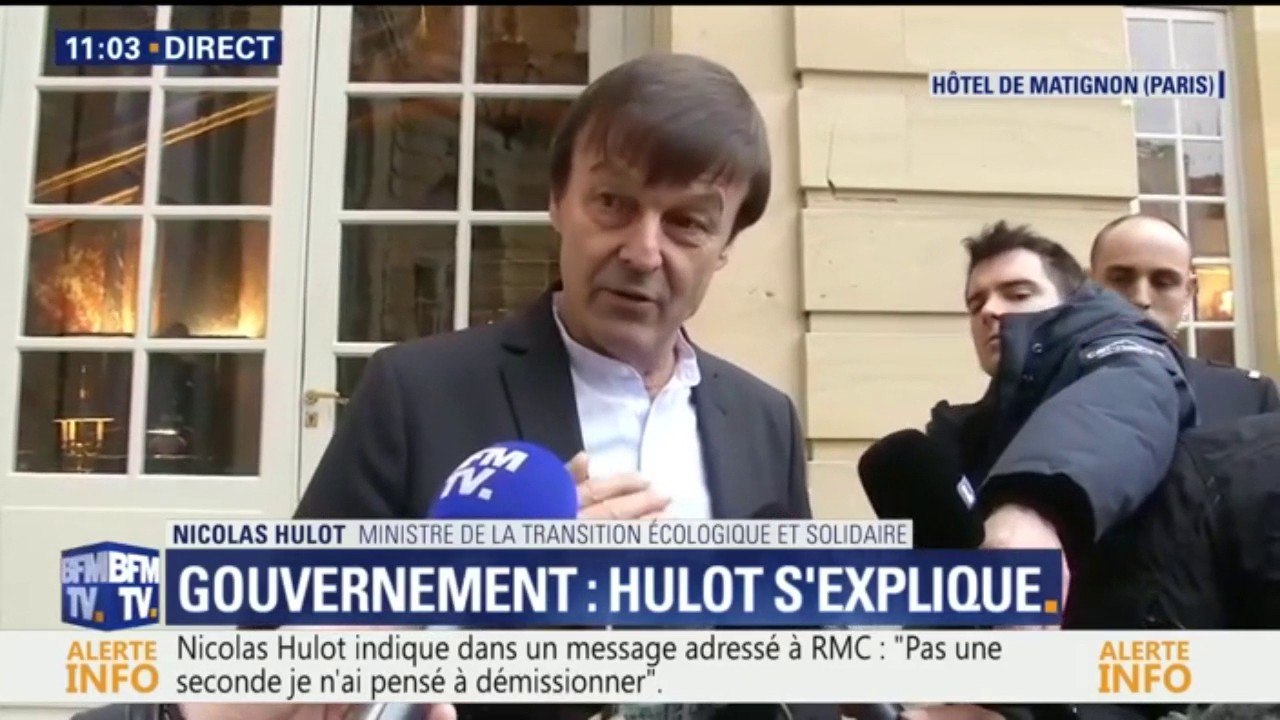 Hulot reçu par le Premier ministre: "Ça s'est passé nickel" dit le ministre à la sortie de Matignon