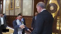Erdogan received Mohamed al-Tawi, a Palestinian with Down syndrome, who was detained by the Israeli forces