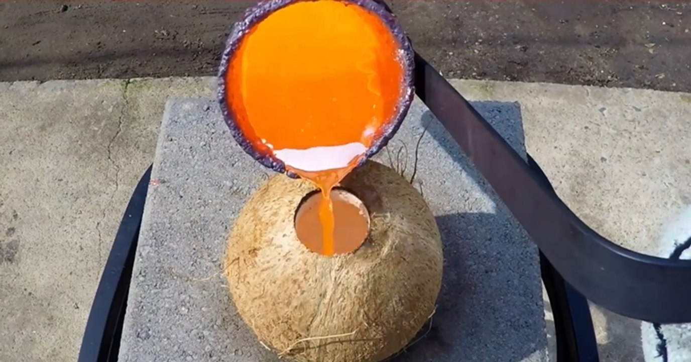 What Happens When You Pour Liquid Metal In Coconut!