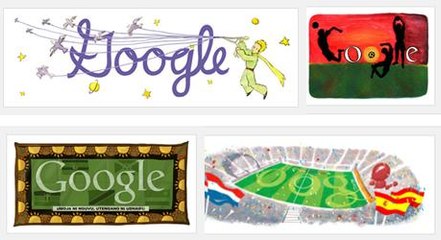 Uma coleção de Doodles do Google