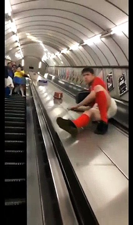 Funny Video: Escalator Slide Goes Very Wrong