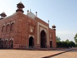 A close up view of the Taj Mahal in Agra, India