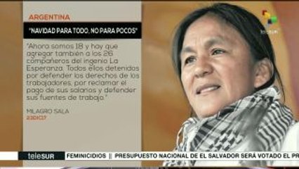 Milagro Sala reclama libertad para presos políticos