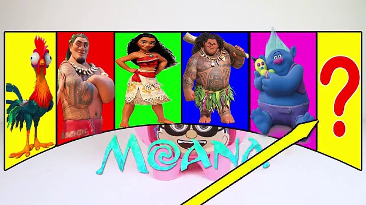 MOANA Piggy Bank Game with Poppy Trolls - Best Learning Colors Video for Children with Paw Patrol