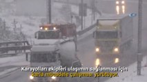 Bolu Dağı'nda trafiğe kar engeli