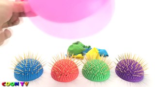 Learn Colors Kinetic Sand Rainbow Round Thorn VS Giant Foot Surprise Toys How To Make For Kids