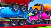 COLORS TRUCKS on LONG Car & Spiderman for Kids in Color Cars Cartoon for Toddlers w Nursery Rhymes