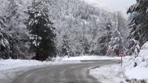 Kazdağları'nda Yoğun Kar Yağışı Nedeniyle Araçlar Yol Kenarlarında Mahsur Kaldı
