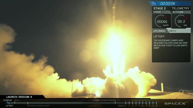 Launch of SpaceX Falcon 9 with Iridium NEXT Flight 4 from VAFB