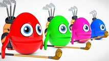 Learn Color & Learn Shapes Surprise Eggs Golf W Elephant Animal Cartoon Nursery Rhymes for Kids