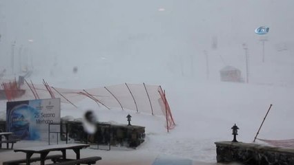 Palandöken'de Fırtına Hayatı Felç Etti