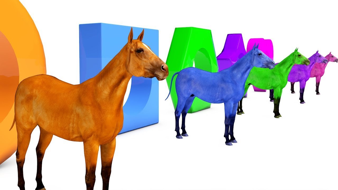 Learn Color Cicle & Learn Shapes Horse Animals W Cartoon Nursery Rhymes Song for Kids