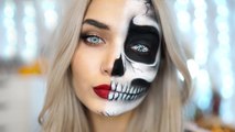 Half Skull Halloween Makeup Tutorial