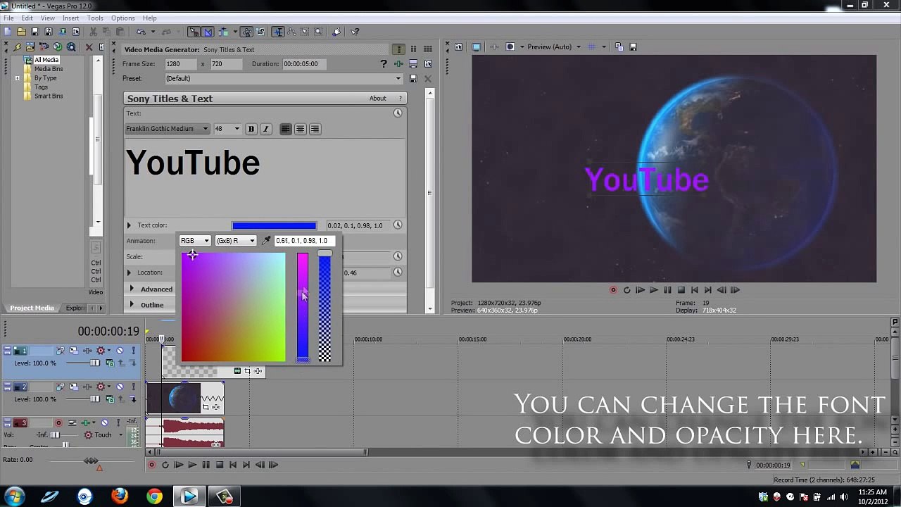 Sony Vegas Pro 12 - How To Add Text To A Video [ Beginners Tutorial ]-MwZ-nd7MgwE