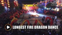 Longest fire dragon dance showcased in China